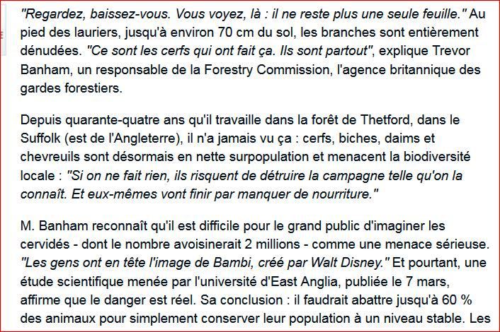 cervidés menace campagne anglaise