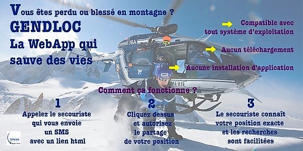 Demande de secours : Répondez au SMS (GENDLOC) du PGHM ou des pompiers pour être localisé. GEND-LOC LOCALISATION PAR SMS et gps